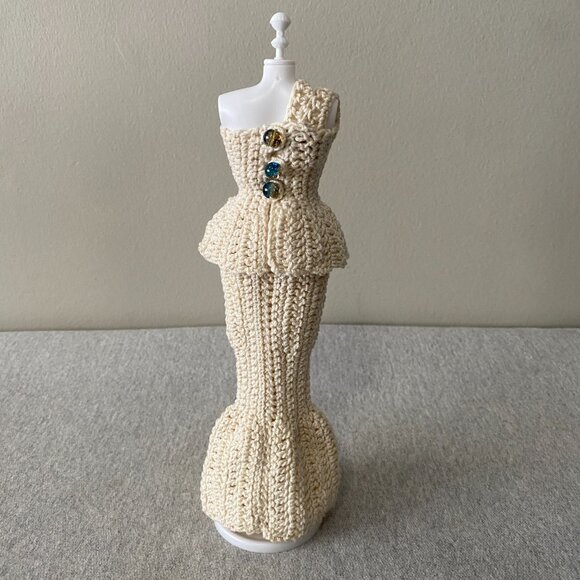 Handmade Crochet Cream Off White Top + Skirt Outfit for 29cm Doll 2-Piece Set - Picture 3 of 13